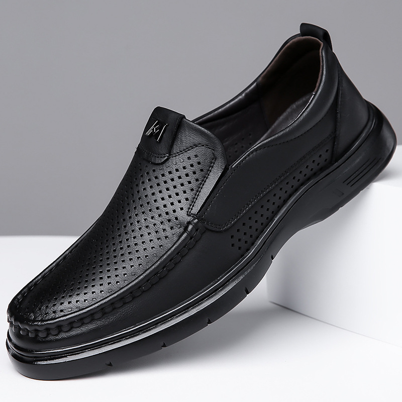 Ανδρικά casual loafers από γνήσιο δέρμα, slip-on, διατρητά καλοκαιρινά επαγγελματικά παπούτσια με μαλακή σόλα