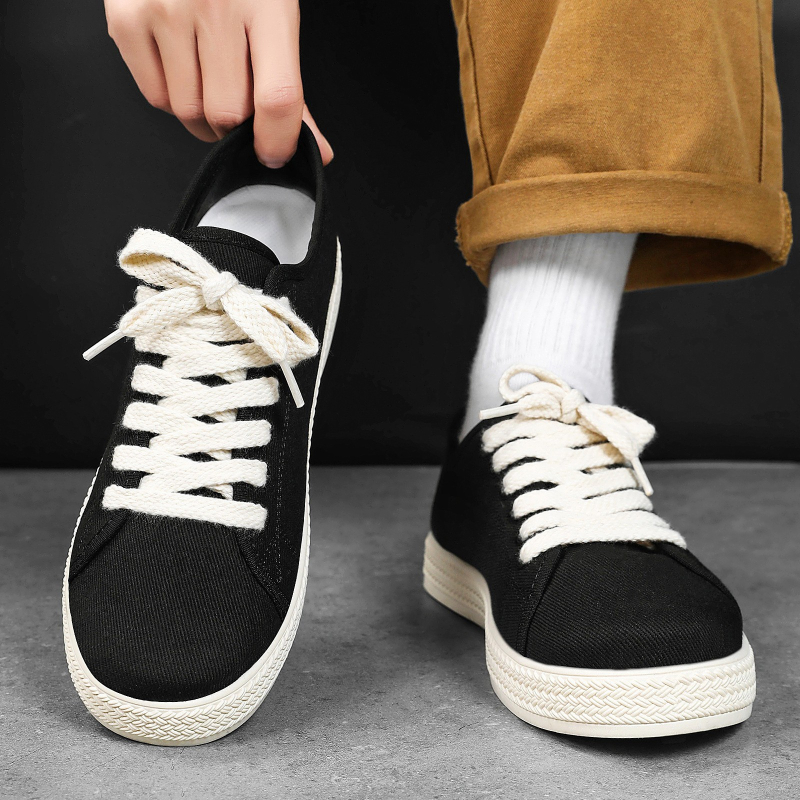 Ανδρικά ελαφρά διαπνέοντα καμβά sneakers, μινιμαλιστικό ρετρό στυλ, χαμηλό προφίλ με κορδόνια