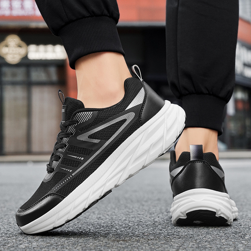 2025 Ανδρικά Flyknit παπούτσια τρεξίματος, ελαφριά και άνετα για εξωτερικούς χώρους, αθλητικά με ρίγες για φθινόπωρο και άνοιξη, μοντέρνος σχεδιασμός
