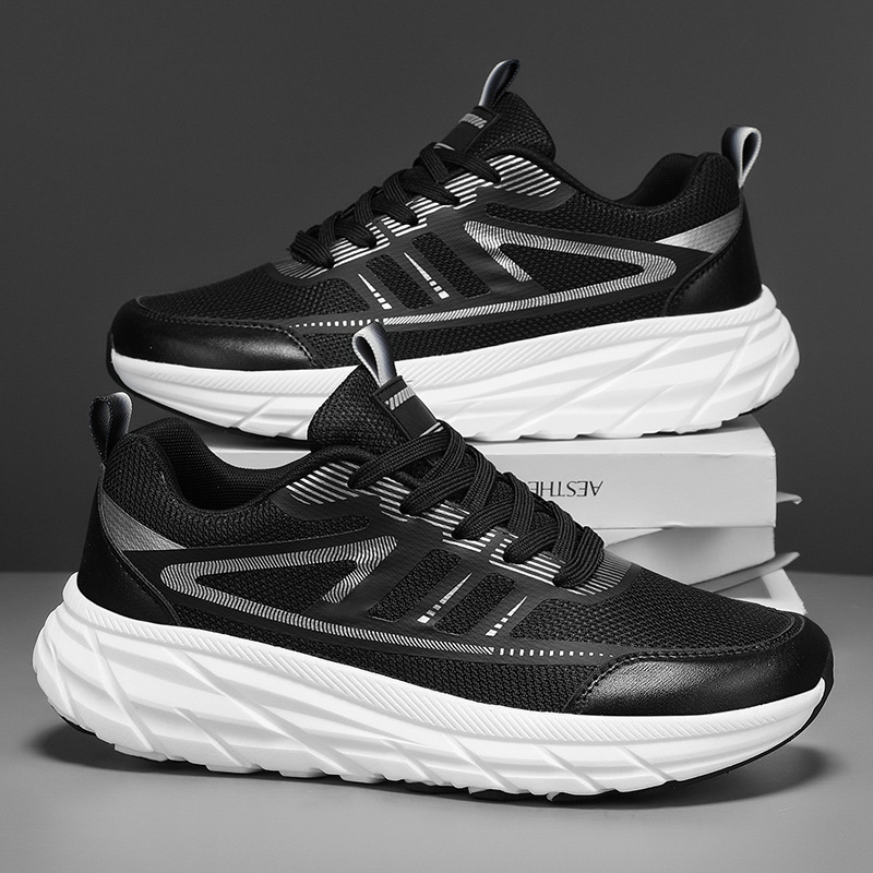 2025 Ανδρικά Flyknit παπούτσια τρεξίματος, ελαφριά και άνετα για εξωτερικούς χώρους, αθλητικά με ρίγες για φθινόπωρο και άνοιξη, μοντέρνος σχεδιασμός