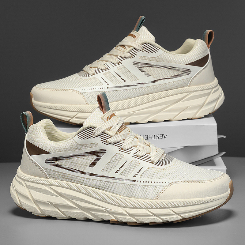 2025 Ανδρικά Flyknit παπούτσια τρεξίματος, ελαφριά και άνετα για εξωτερικούς χώρους, αθλητικά με ρίγες για φθινόπωρο και άνοιξη, μοντέρνος σχεδιασμός
