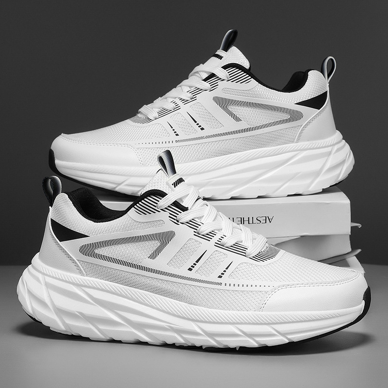 2025 Ανδρικά Flyknit παπούτσια τρεξίματος, ελαφριά και άνετα για εξωτερικούς χώρους, αθλητικά με ρίγες για φθινόπωρο και άνοιξη, μοντέρνος σχεδιασμός