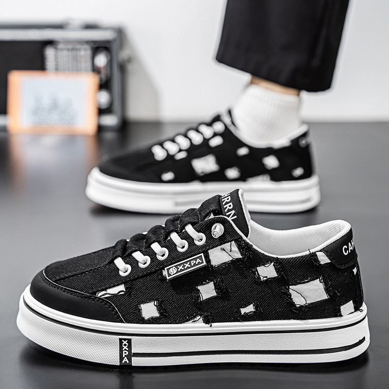 Muške slip-on tenisice s niskim gornjim dijelom, prozračni platneni gornji dio, perforirani dizajn, casual obuće za proljeće i ljeto
