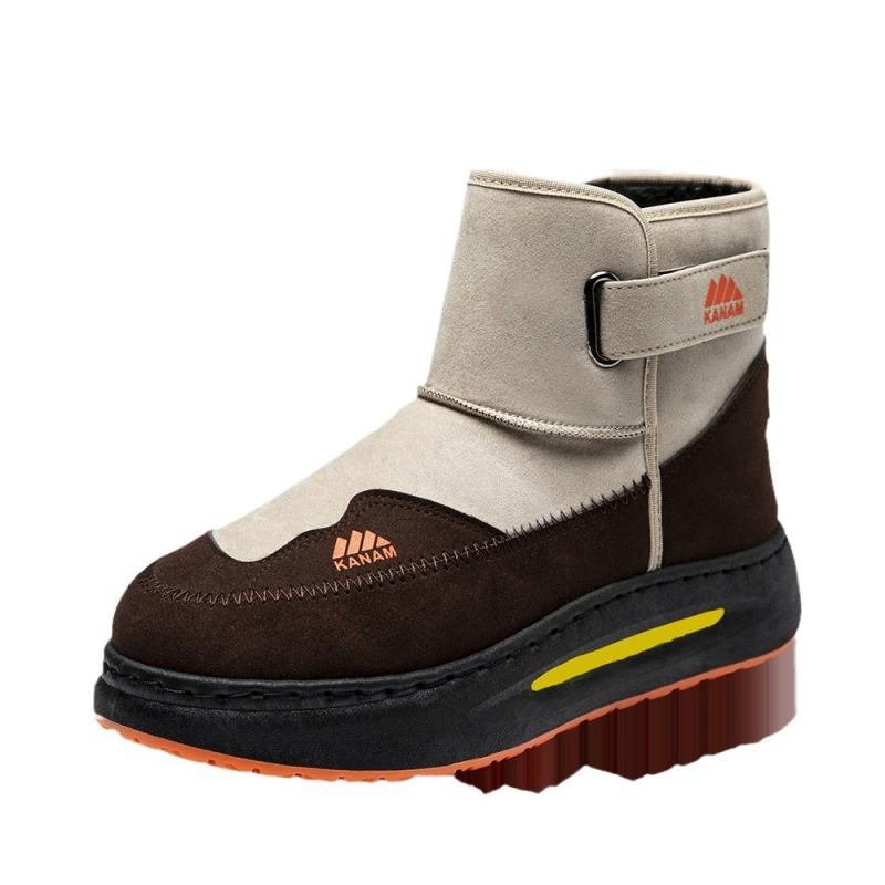 Muške čizme za snijeg s Velcro zatvaračem, visoke, s fleece podstavom, debelom potplatom, protuklizne Martin stil čizme