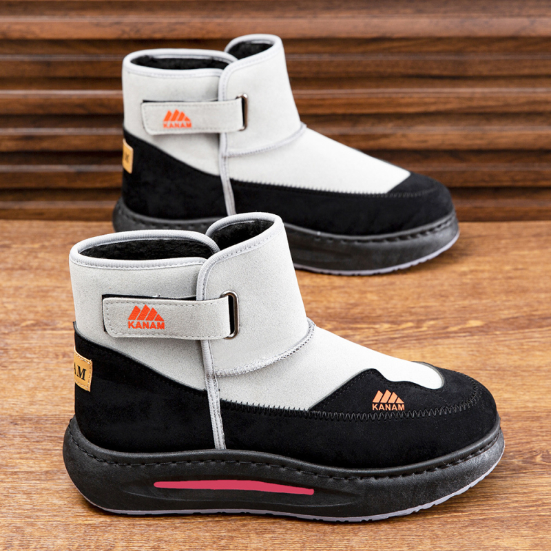 Muške čizme za snijeg s Velcro zatvaračem, visoke, s fleece podstavom, debelom potplatom, protuklizne Martin stil čizme
