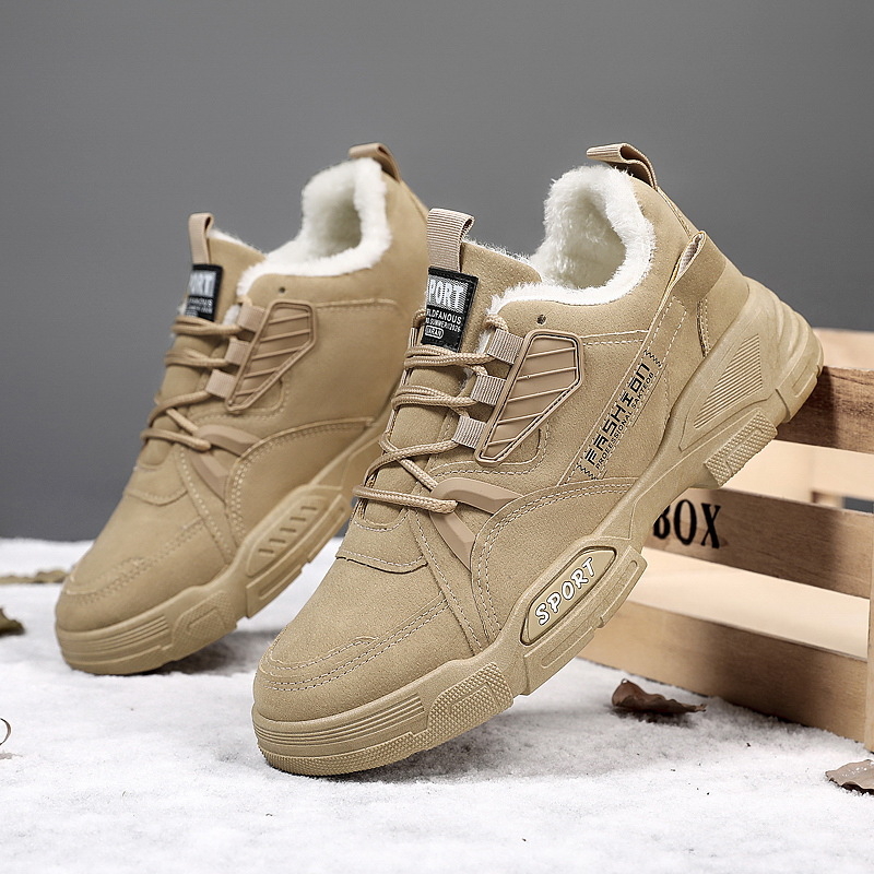 Muške zimske čizme s flecom, tople radne čizme, debeli snježni čizmi, okrugli vrh, Martin stil