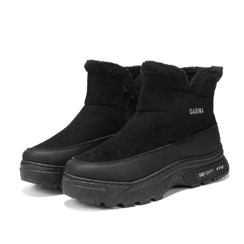 Férfi téli hócipő, magas szárú, plüss bélés, meleg hétköznapi csizma, csúszásmentes talp