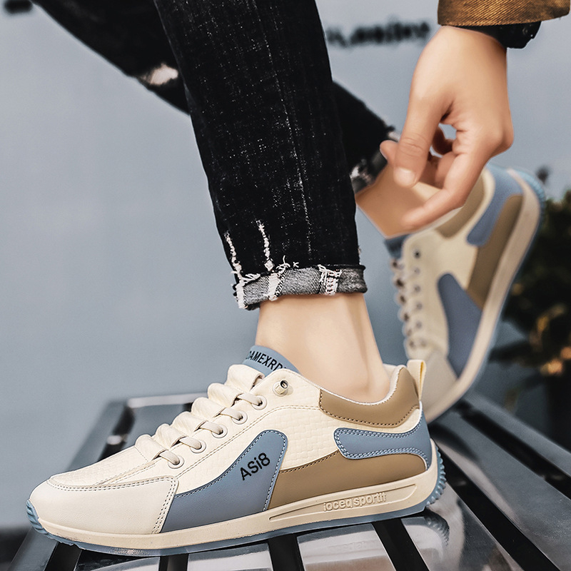 Muške casual tenisice – retro stil, srednje visine, prozračna umjetna koža, gumeni potplat, vezivanje, jesen 2025
