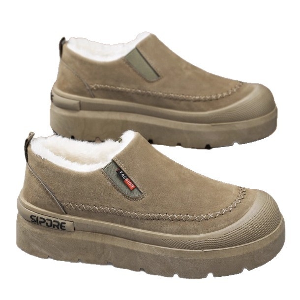 Muške zimske čizme za snijeg, niski kroj, podstavljene fleeceom, tople, pamukaste cipele Old Beijing, slip-on, protuklizna potplat, debeli potplat