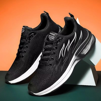 Ανδρικά αθλητικά παπούτσια Flyknit με διαπνέουσα άνω με πλέγμα, ελαφριά και με χοντρή σόλα, για άνοιξη και φθινοπωρο