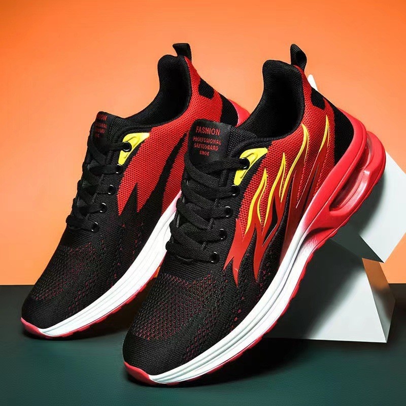 Ανδρικά αθλητικά παπούτσια Flyknit με διαπνέουσα άνω με πλέγμα, ελαφριά και με χοντρή σόλα, για άνοιξη και φθινοπωρο