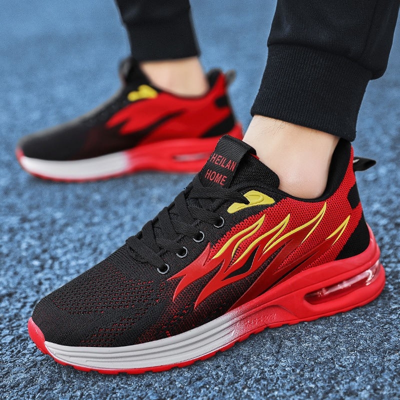 Ανδρικά αθλητικά παπούτσια Flyknit με διαπνέουσα άνω με πλέγμα, ελαφριά και με χοντρή σόλα, για άνοιξη και φθινοπωρο