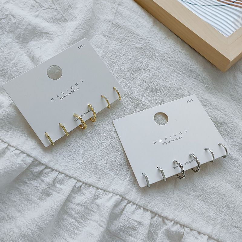 Ženski set kružnih naušnica, minimalistički i elegantan stil, inspiriran korejskim stilom, male i jednostavne naušnice.