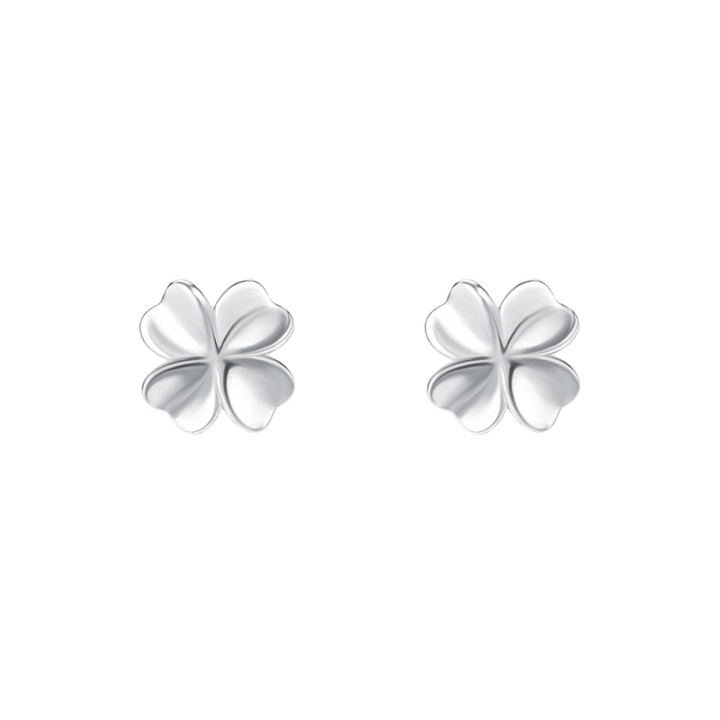 Ženske naušnice s četverolistom djeteline od srebra 999, elegantne, minimalistične, male