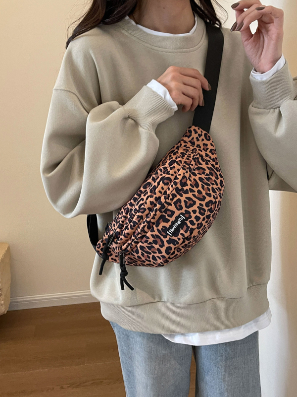 Damska crossbody torbica s leopard uzorkom, korejskog stila, svestrana za pojas i torzo