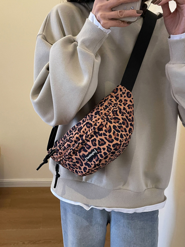 Damska crossbody torbica s leopard uzorkom, korejskog stila, svestrana za pojas i torzo