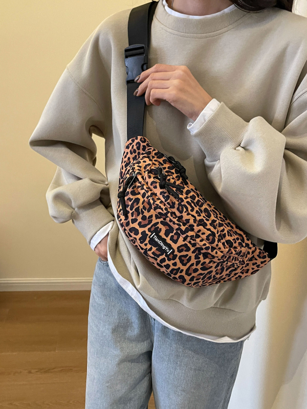 Damska crossbody torbica s leopard uzorkom, korejskog stila, svestrana za pojas i torzo