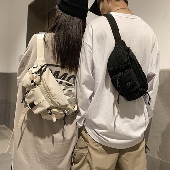 Nylon crossbody torba, unisex, japanski gradski stil, korejski i hongkonški utjecaji, mala torba za svakodnevnu uporabu, proljeće 2025