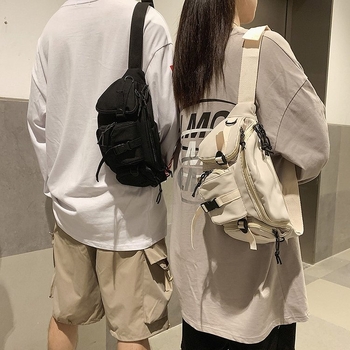 Nylon crossbody torba, unisex, japanski gradski stil, korejski i hongkonški utjecaji, mala torba za svakodnevnu uporabu, proljeće 2025