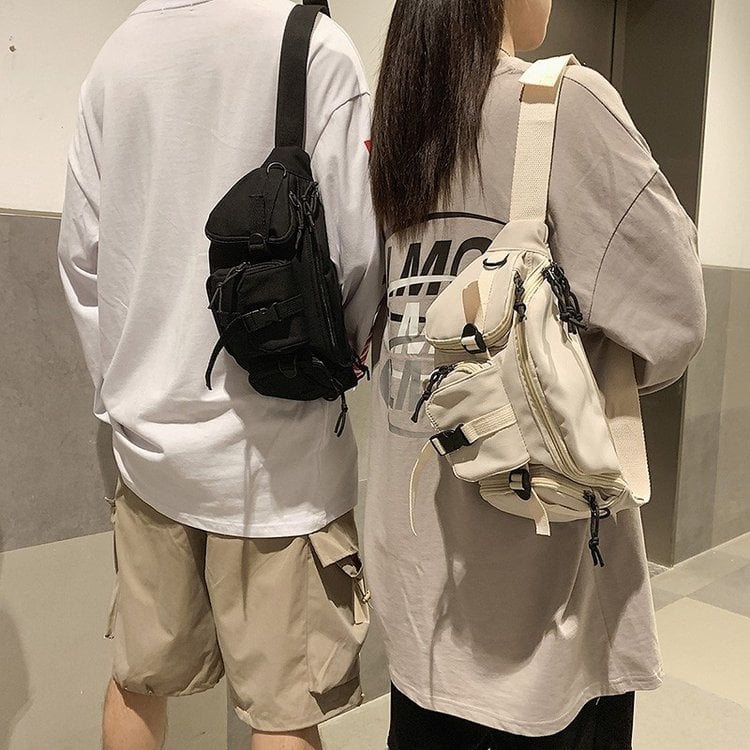 Nylon crossbody torba, unisex, japanski gradski stil, korejski i hongkonški utjecaji, mala torba za svakodnevnu uporabu, proljeće 2025