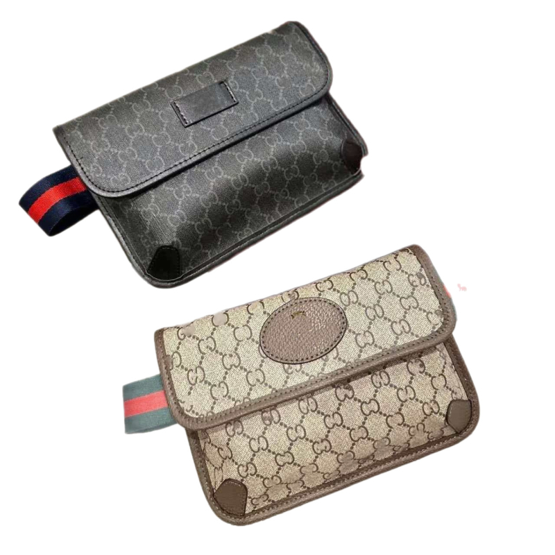 Torba messenger od prave kože s monogramom, širokim prugastim remenom za rame; torba za pojas, prsna i crossbody za žene