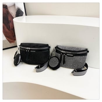 Ženska crossbody torbica s kristalnim lancem, korejski stil, ljeto 2025