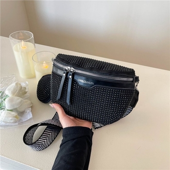 Ženska crossbody torbica s kristalnim lancem, korejski stil, ljeto 2025