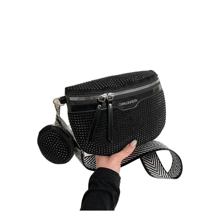 Ženska crossbody torbica s kristalnim lancem, korejski stil, ljeto 2025