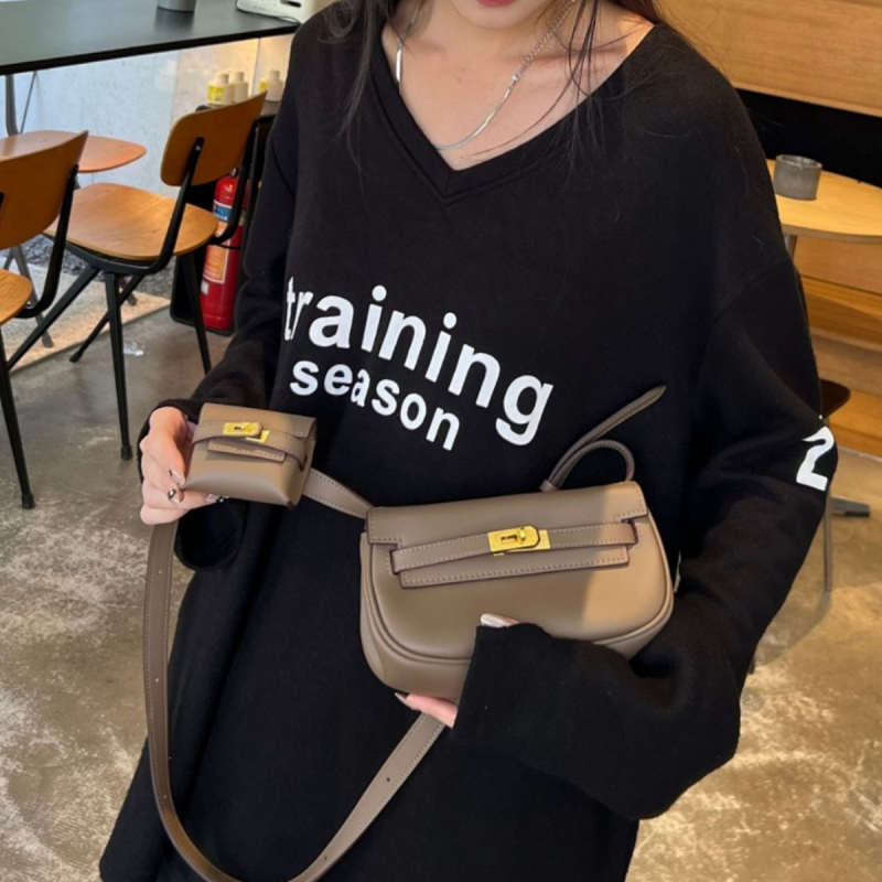 Torba od prave kože u stilu sedla, Moove Tangyuan Kelly, dvostruka funkcija, mini torba za struk ili crossbody za žene