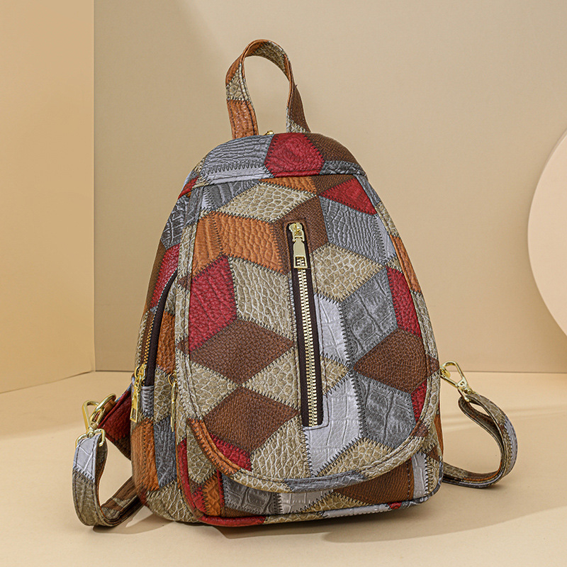 2025 nova retro torba preko ramena od mekane kože s patchwork šavovima u kontrastnim bojama, crossbody torba s velikim kapacitetom za žene
