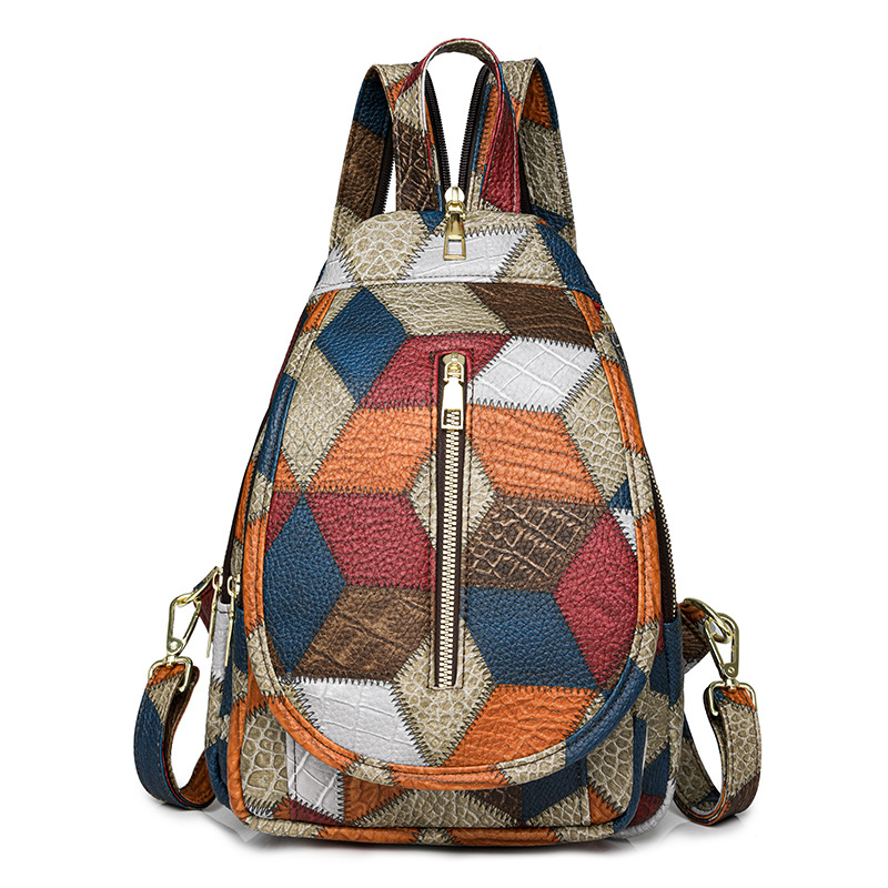 2025 nova retro torba preko ramena od mekane kože s patchwork šavovima u kontrastnim bojama, crossbody torba s velikim kapacitetom za žene