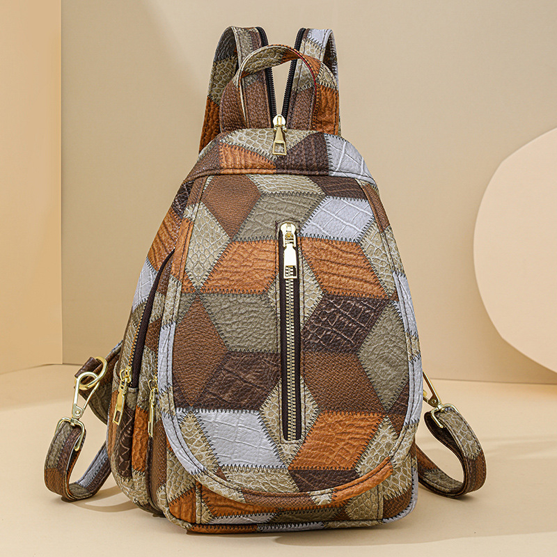 2025 nova retro torba preko ramena od mekane kože s patchwork šavovima u kontrastnim bojama, crossbody torba s velikim kapacitetom za žene
