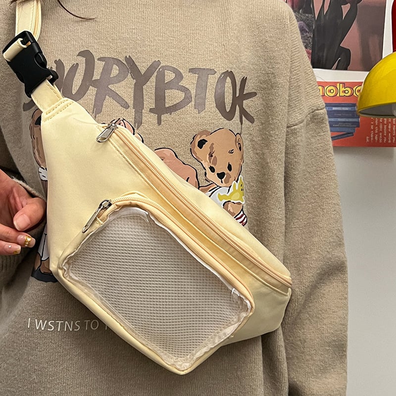 Harajuku-inspirirana vodootporna prozirna torbica za prsa za žene, crossbody torba