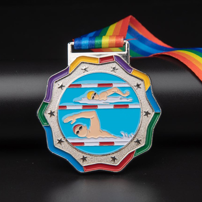 Plivačka medalja – cinkova legura, 6,5 cm, prilagodljiva s tiskanim logom, za školska natjecanja, maratone i sveučilišne utrke