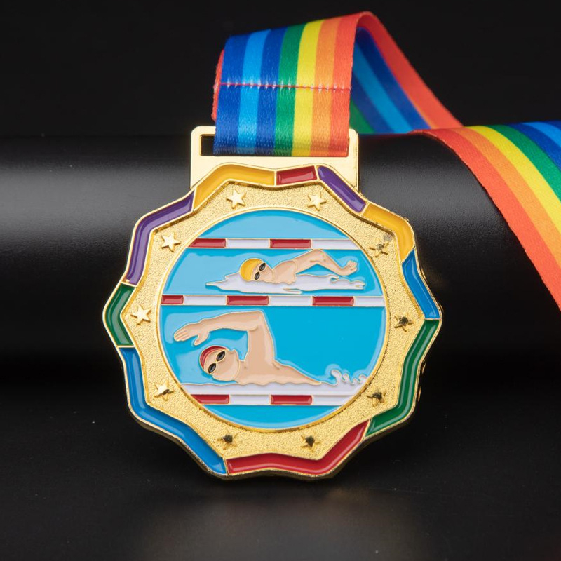 Plivačka medalja – cinkova legura, 6,5 cm, prilagodljiva s tiskanim logom, za školska natjecanja, maratone i sveučilišne utrke