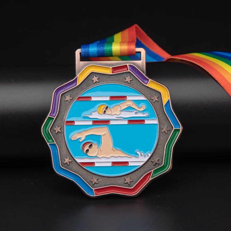 Plivačka medalja – cinkova legura, 6,5 cm, prilagodljiva s tiskanim logom, za školska natjecanja, maratone i sveučilišne utrke