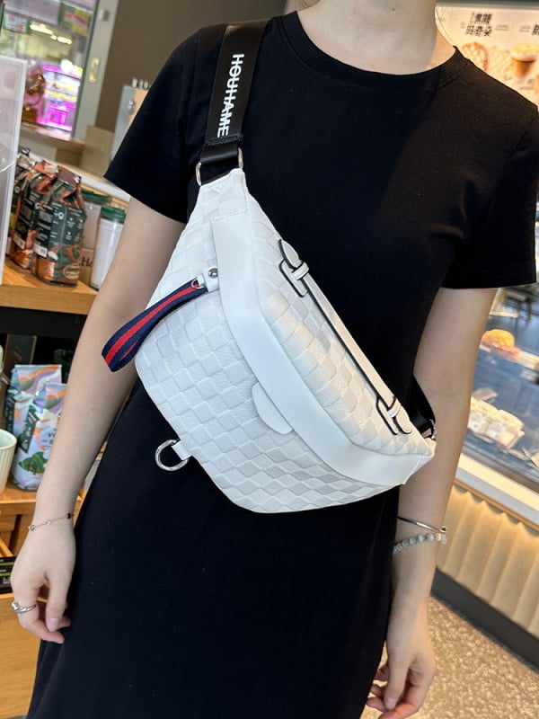 Ženska crossbody torba 2025, karirani uzorak, dumpling stil, casual