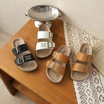 Dječje sandale za plažu u korejskom stilu, unisex, s metalnom kvadratnom kopčom — ljeto 2025