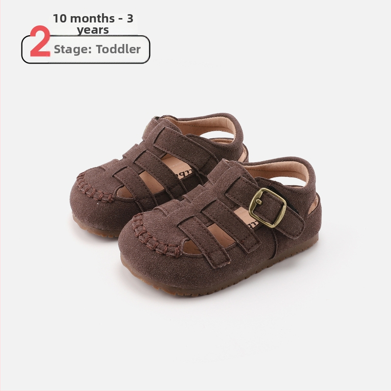 Dječje sandale s mekom potplatom i protukliznim dnom, za 10 mjeseci–3 godine, proljetni stil, kožne gladiator sandale, unisex