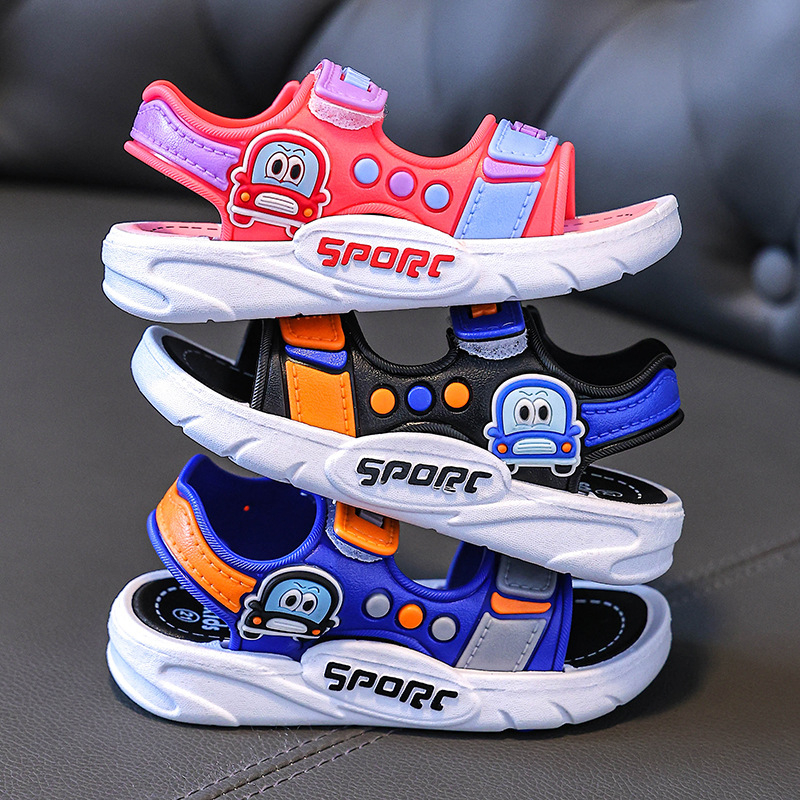 Dječje sandale s Velcro kopčom, mekana potplata, crtani motiv, plažne cipele