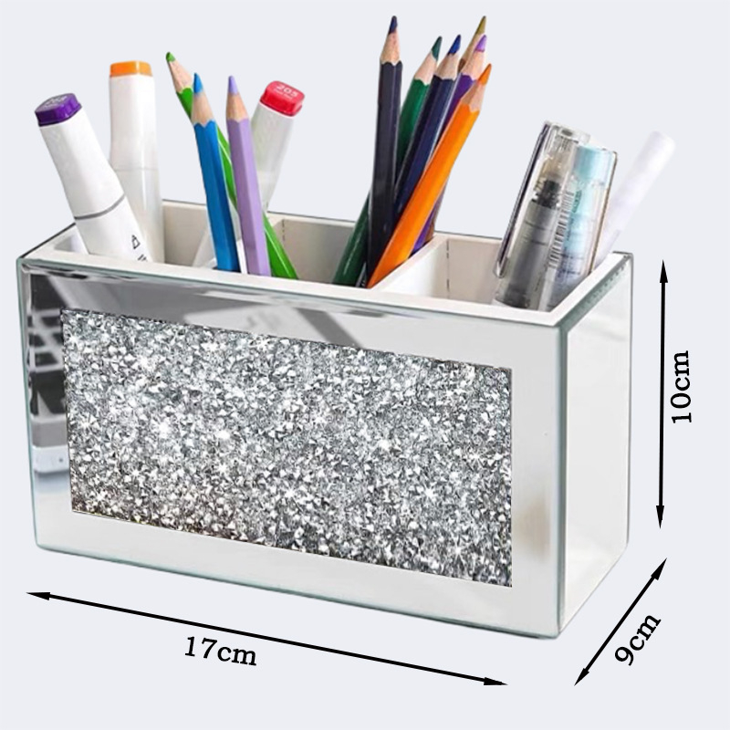 Staklena kutija za pohranu kistova za šminku na stol – otvoreni kozmetički organizator u modernom minimalističkom stilu, 18 L, dimenzije 17×9×10 cm