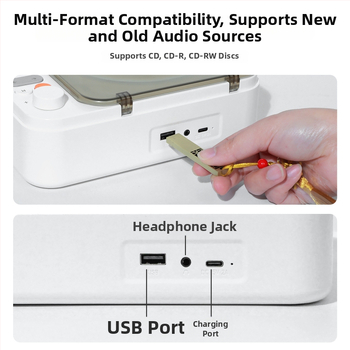 Bayin Box CD prehrávač s Bluetoothom, obojsmerný, stolný multifunkčný USB zvukový prehrávač s prispôsobením