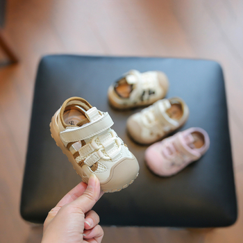 Unisex dječje funkcionalne sandale, prozračne za hodanje, ljeto 2025, 12–36 mjeseci, jednobojne, gornji dio od mikrovlaknastog kože, Velcro zatvarač, niski vrh, protuklizna potplat