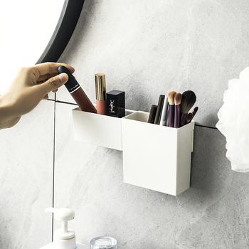 Japanski stil – bezšavna zidna plastična kutija za pohranu, za kupaonicu, olovka za obrve, ruž, ured i kancelarijski materijal