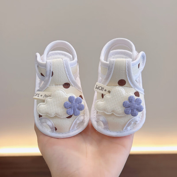 Slatke bebi sandale za ljeto, prozračni pamuk gornji dio, mekana podloga, protuklizne, za dob 0-36 mjeseci