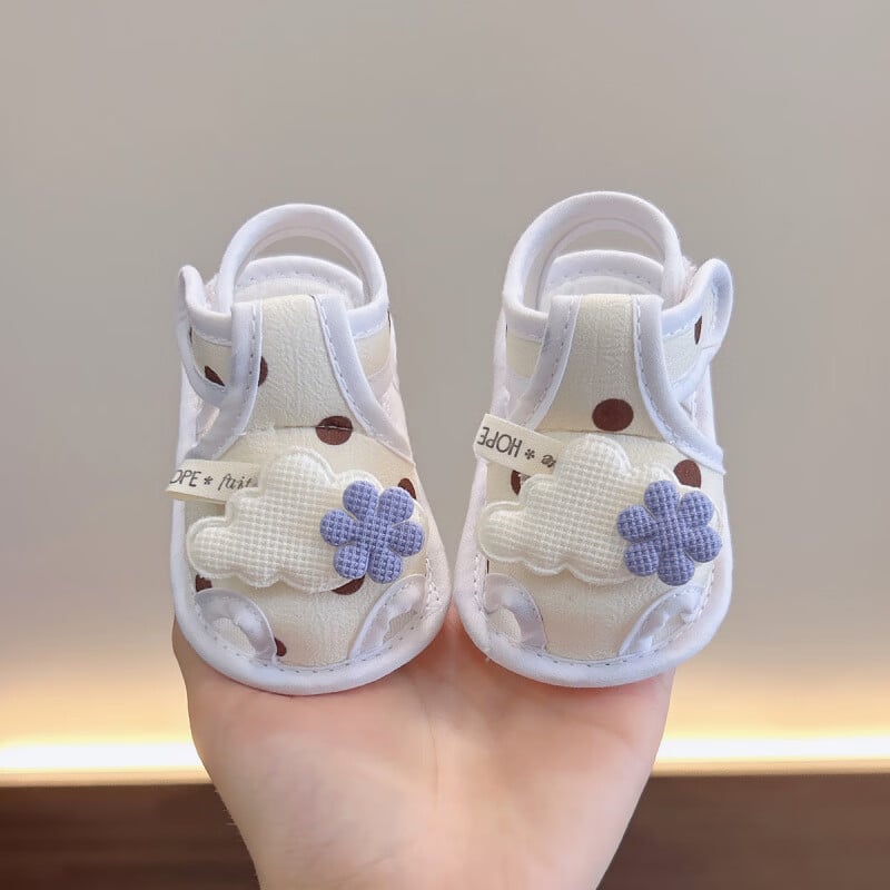 Slatke bebi sandale za ljeto, prozračni pamuk gornji dio, mekana podloga, protuklizne, za dob 0-36 mjeseci