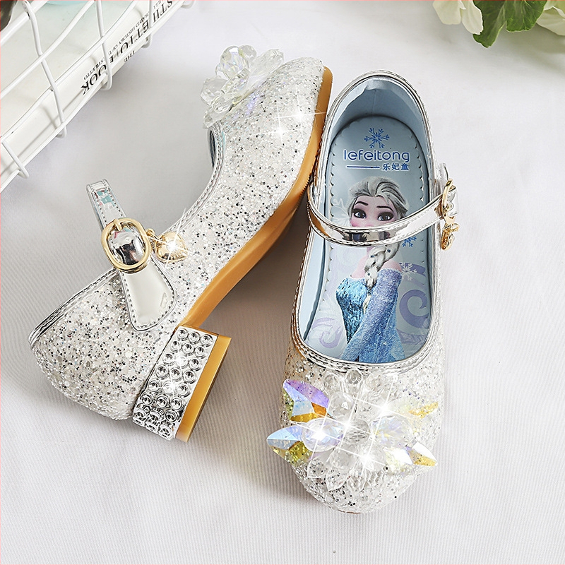 Dječje štikle za djevojčice, proljetna moda, kristalne cipele za princeze sa šljokicama, Elsa