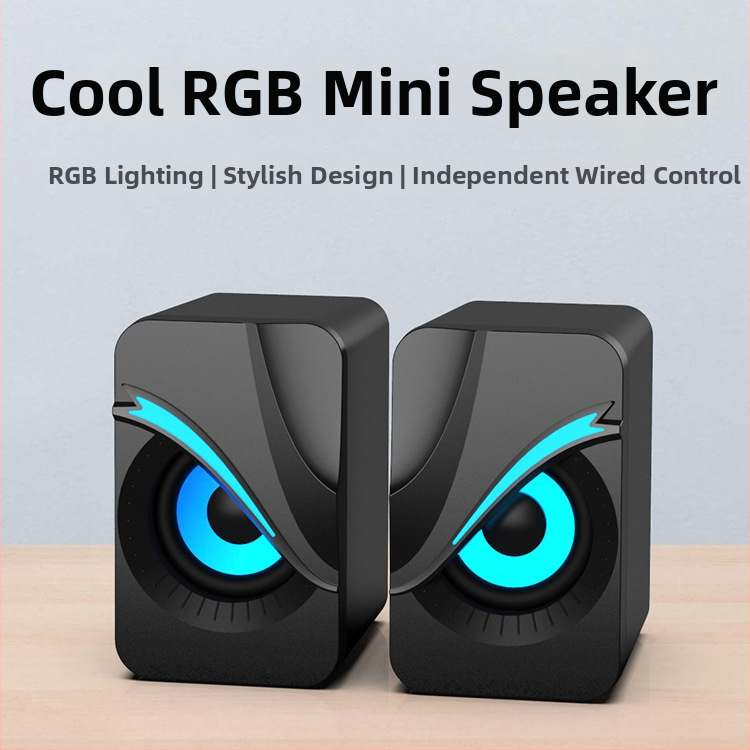 FT-Q9 2.0 počítačové reproduktory s RGB LED osvetlením, USB a 3,5 mm vstupom, stereofónny pre desktop PC a notebook