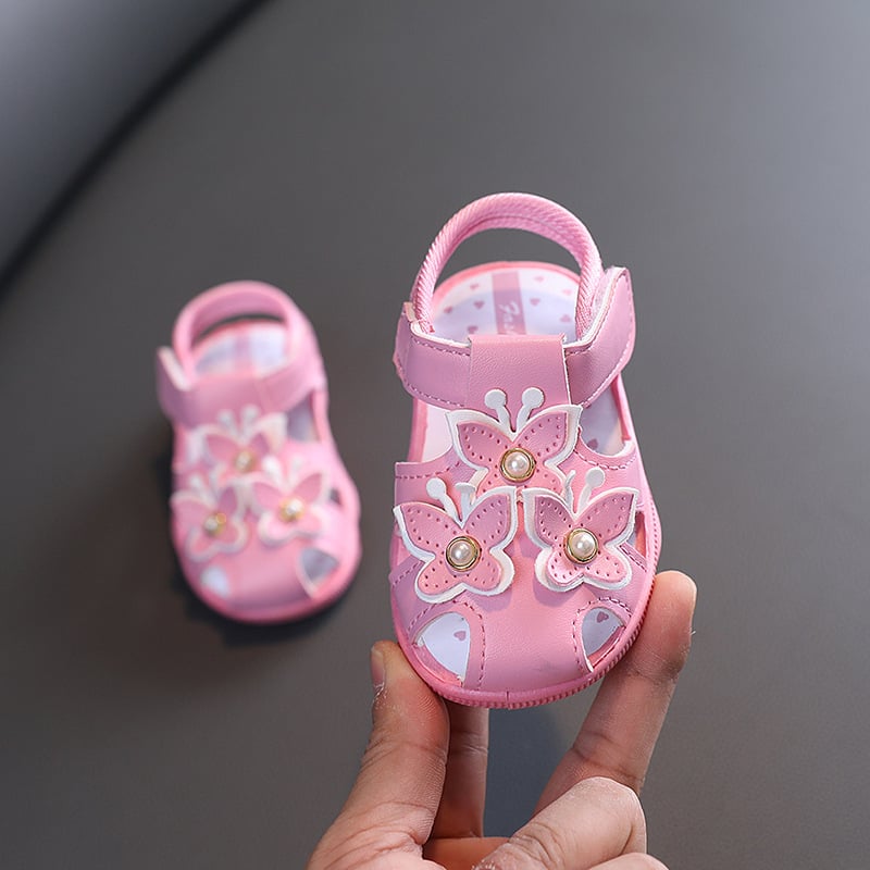Ljetne sandale za bebe djevojčice, protuklizne mekane potplate, zatvoren vrh prstiju, obuće za hodanje 12–36 mjeseci, stil princeze