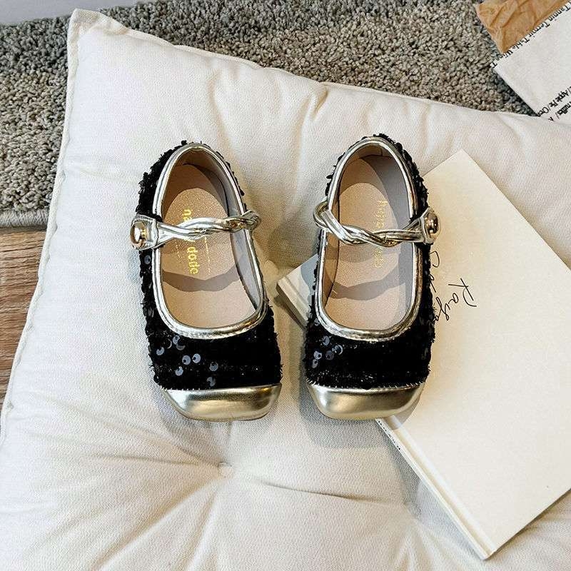 Mary Jane cipele za djevojčice s šljokicama, francuski stil, ružičaste, proljeće-ljeto 2025, inspirirane korejskim stilom, mek pod